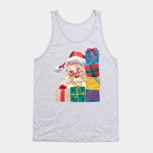 Funny Santa Claus Peaking And Winking With Gifts Tank Top